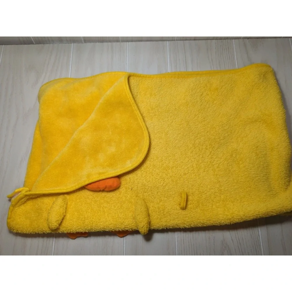 Yellow duck duckling roll up travel plush Baby Blanket 3D face feet wings